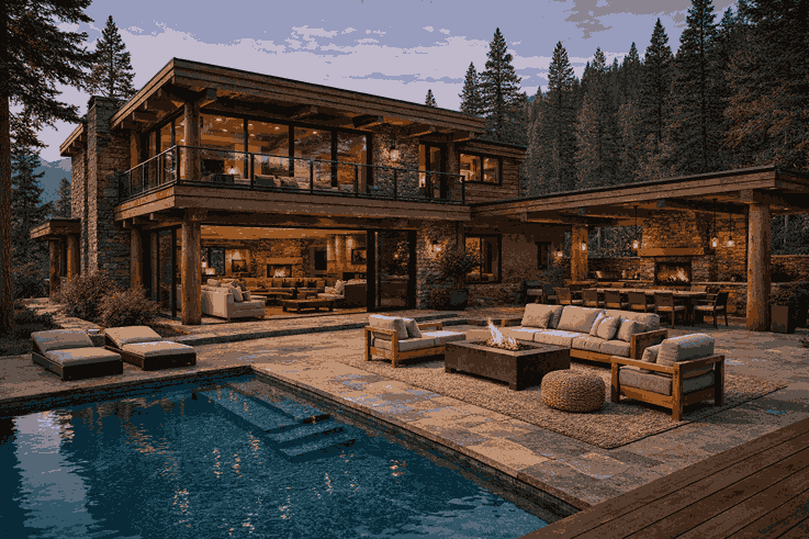 Home rendered in a Mountain-Cabin style